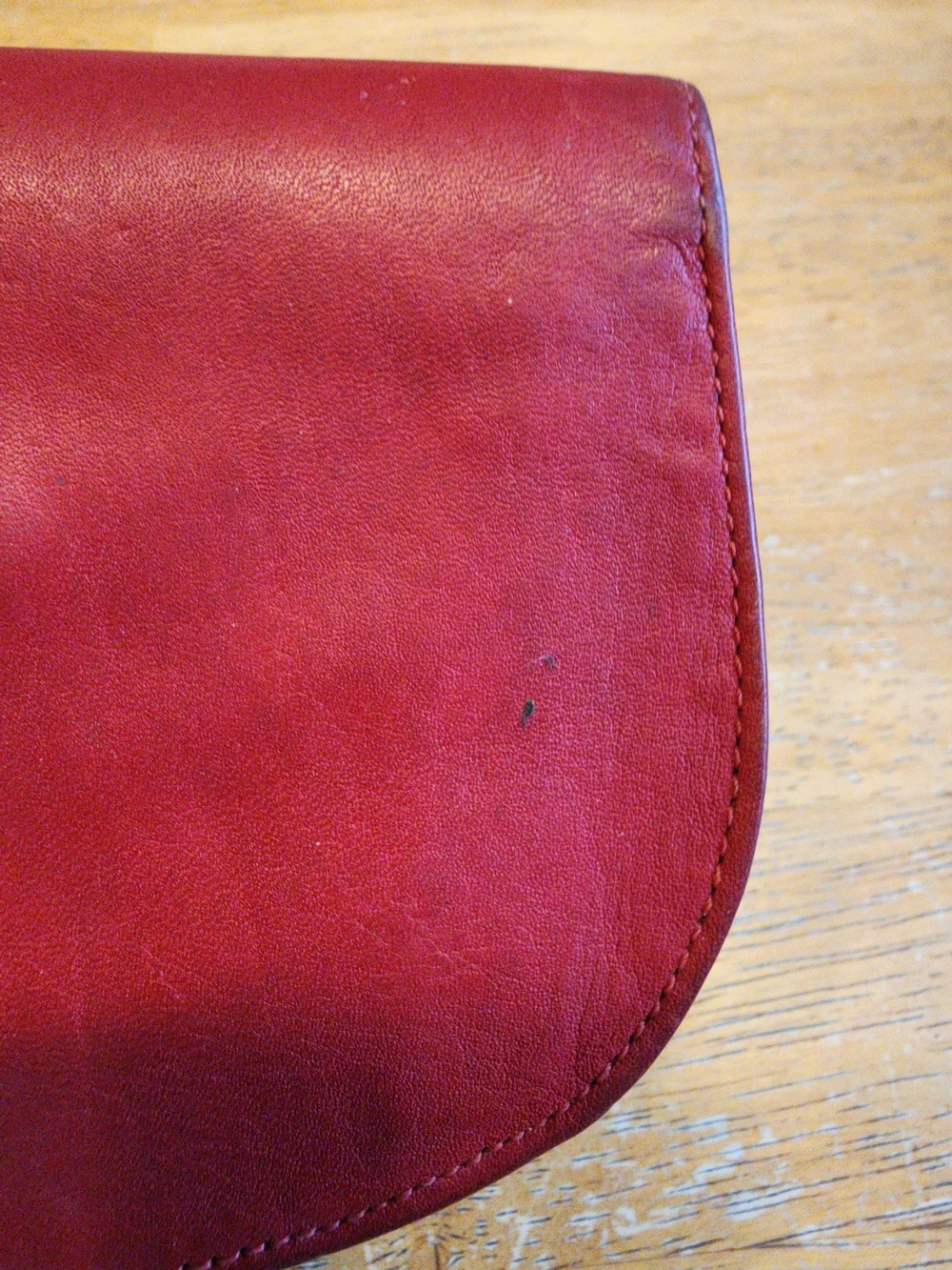 vintage red leather Christian Dior small wallet or coin/card compact case